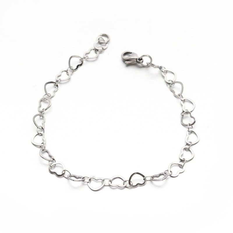 Pulseira elo coração aço inox - 5x6.5 mm (un) IN-100